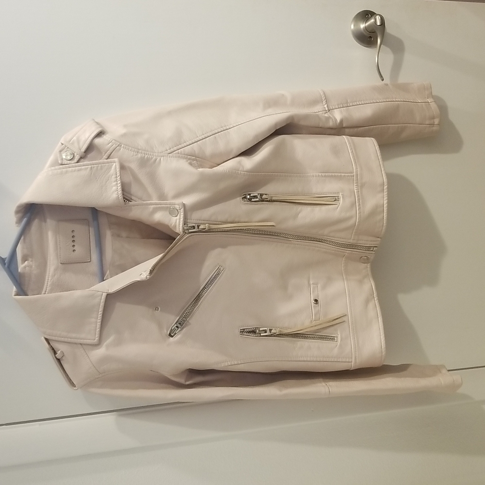 Large Blank NYC faux leather pale pink motorcycle jacket